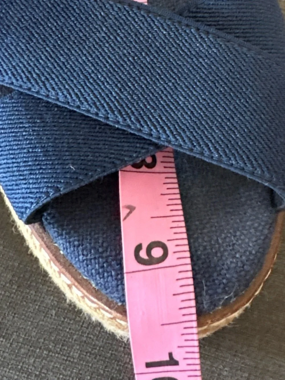 Tory Burch Navy Espadrille Platform Wedge Sandals. 7.5